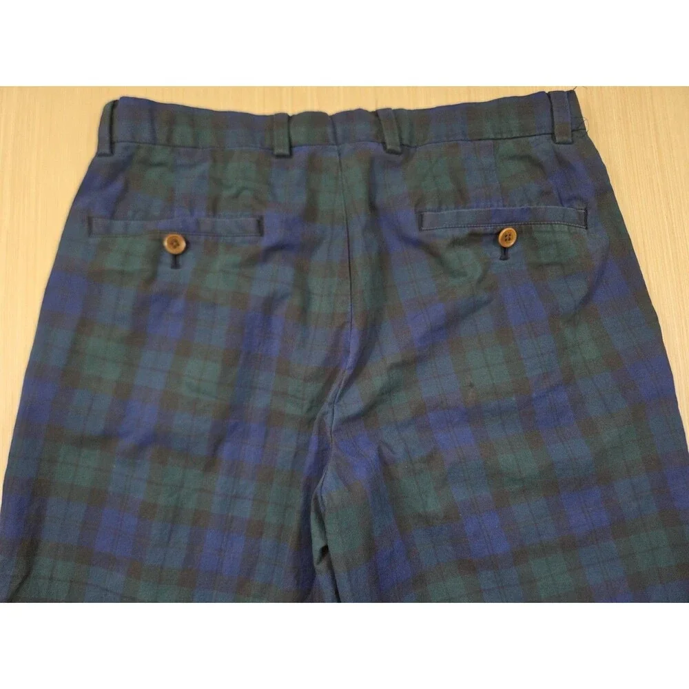 Brooks Brothers Men's 32x32 Clark Chinos Blue Green Black Watch Plaid Pants